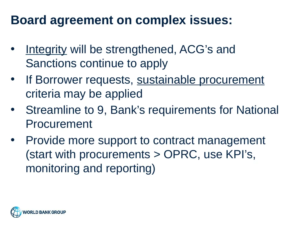 World Bank Procurement Framework Value for Money, - slide 10 of 22