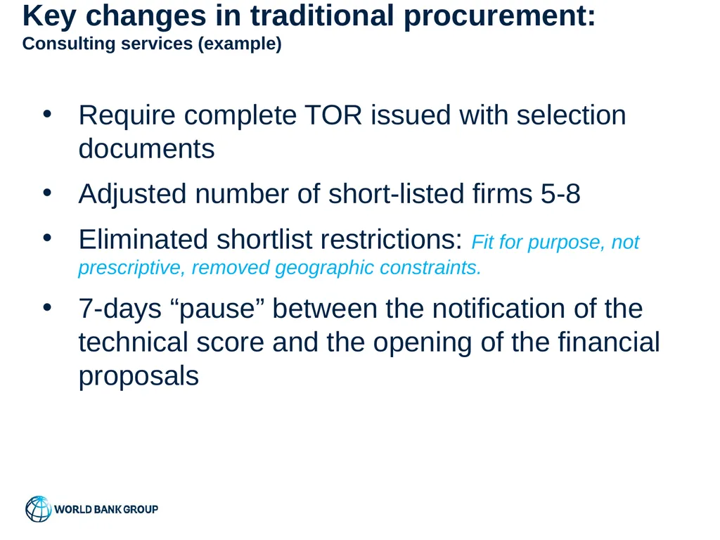 World Bank Procurement Framework Value for Money, - slide 12 of 22