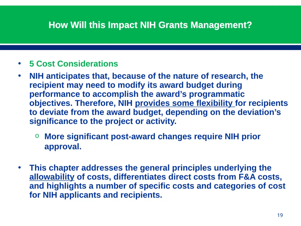 February 24, 2015 NIH Implementation of Uniform - slide 19 of 38