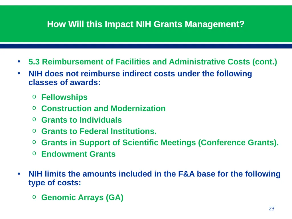 February 24, 2015 NIH Implementation of Uniform - slide 23 of 38
