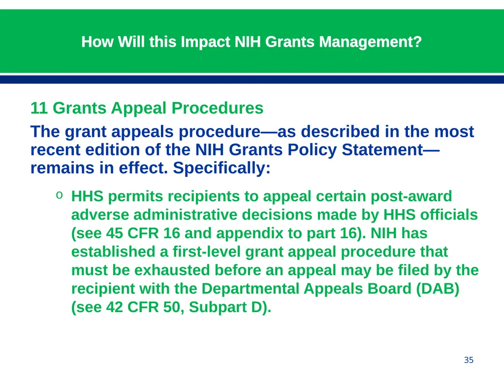 February 24, 2015 NIH Implementation of Uniform - slide 35 of 38