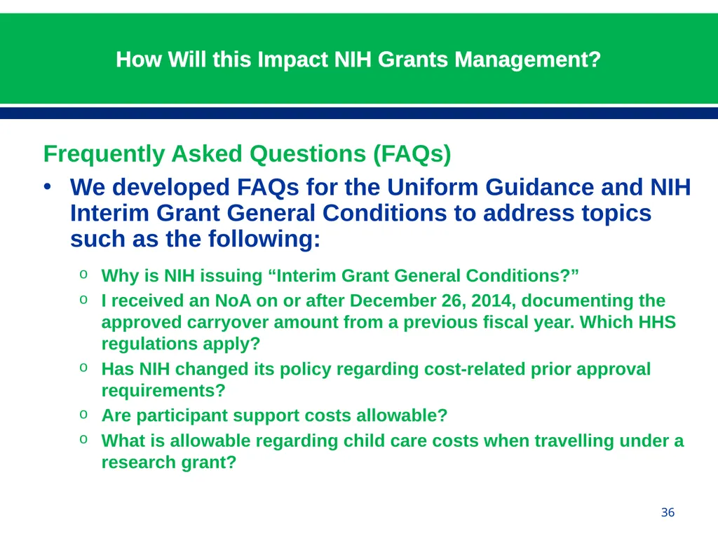 February 24, 2015 NIH Implementation of Uniform - slide 36 of 38