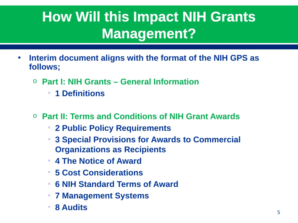 February 24, 2015 NIH Implementation of Uniform - slide 5 of 38
