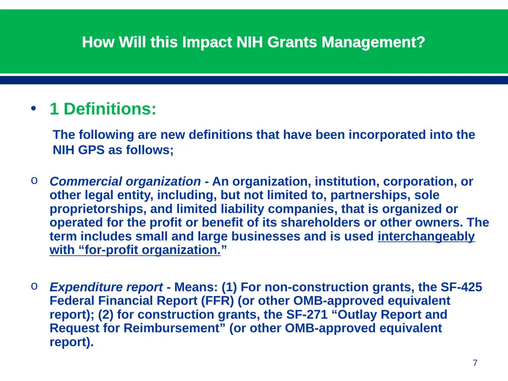 February 24, 2015 NIH Implementation of Uniform - slide 7 of 38