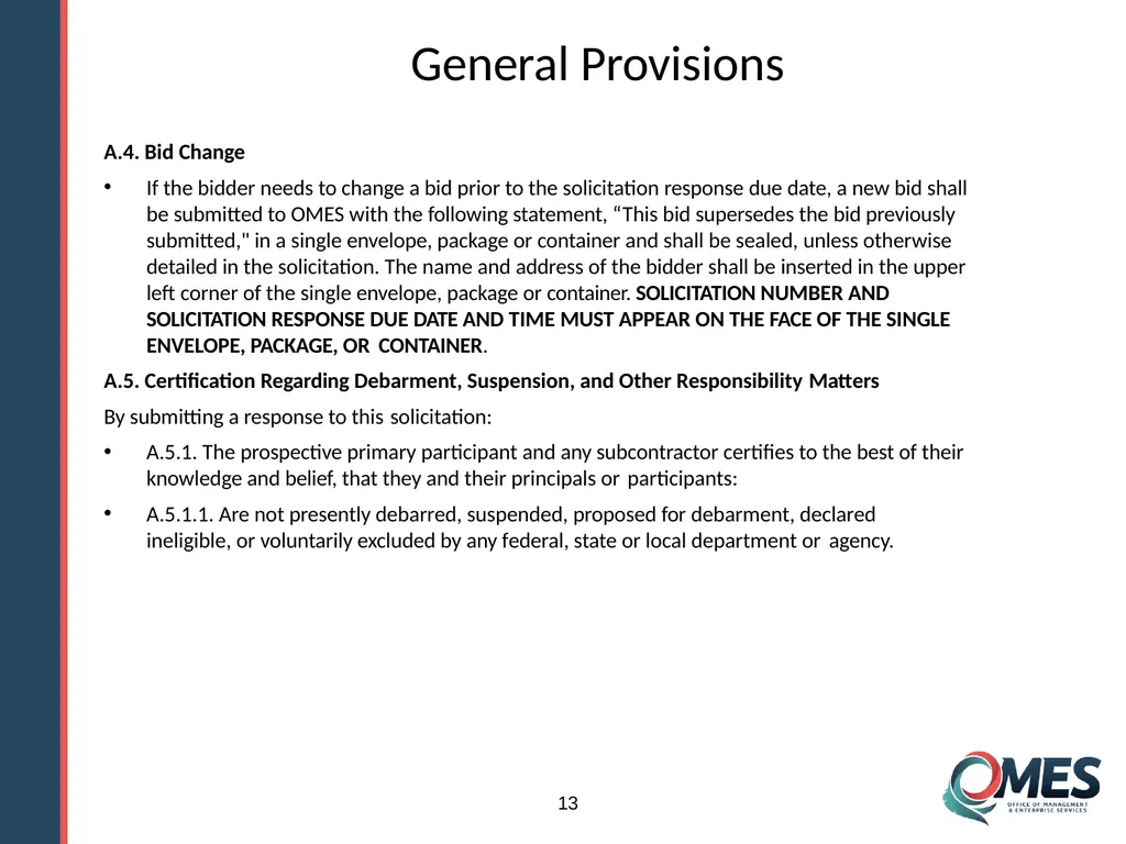 Standard Solicitation Package Module 9 1 Learner - slide 13 of 70