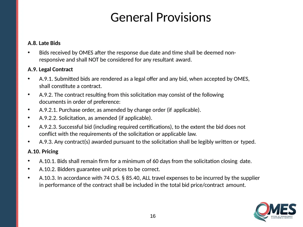 Standard Solicitation Package Module 9 1 Learner - slide 16 of 70