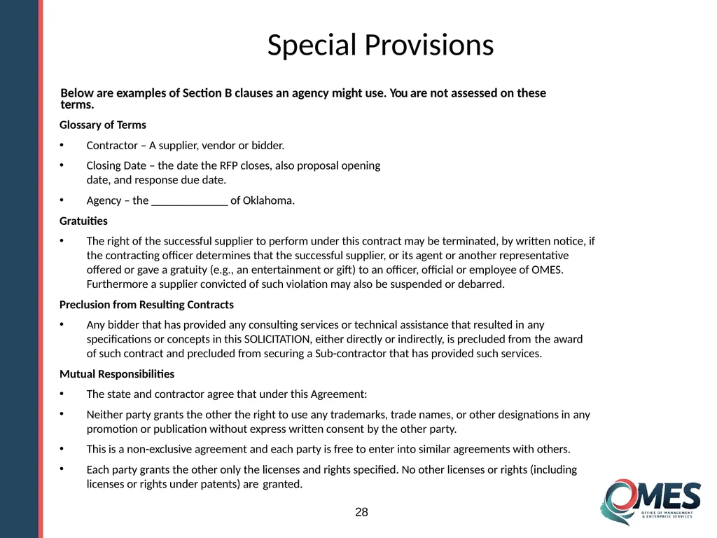Standard Solicitation Package Module 9 1 Learner - slide 28 of 70