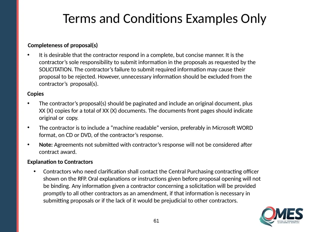 Standard Solicitation Package Module 9 1 Learner - slide 61 of 70