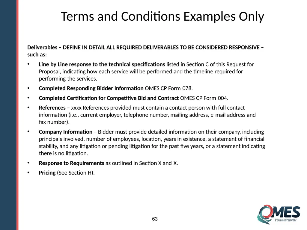 Standard Solicitation Package Module 9 1 Learner - slide 63 of 70