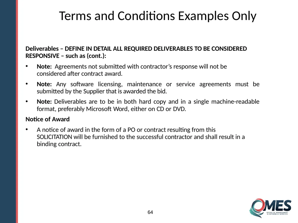 Standard Solicitation Package Module 9 1 Learner - slide 64 of 70