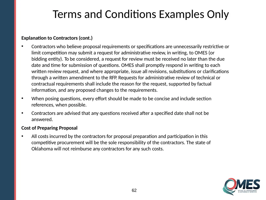 Standard Solicitation Package Module 9 1 Learner - slide 62 of 70