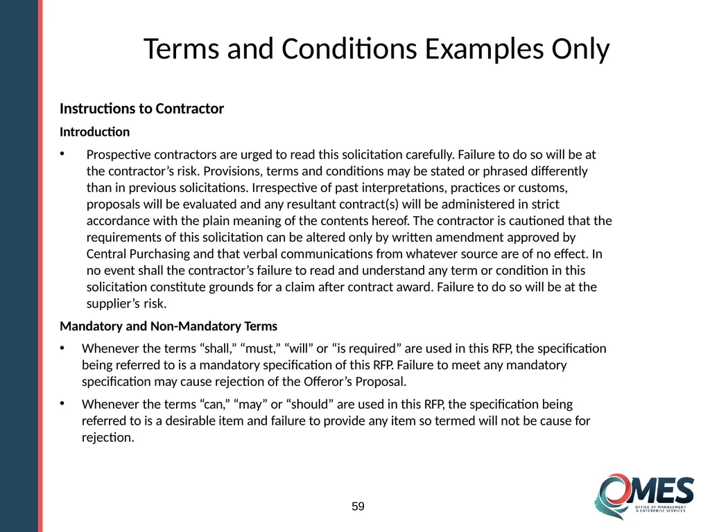 Standard Solicitation Package Module 9 1 Learner - slide 59 of 70