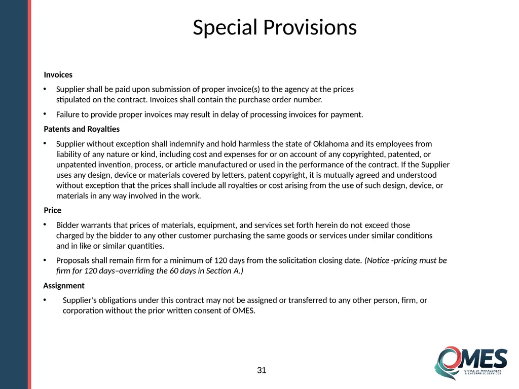 Standard Solicitation Package Module 9 1 Learner - slide 31 of 70