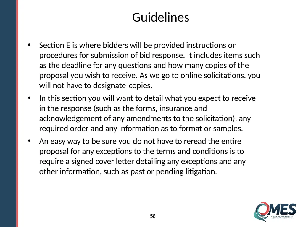 Standard Solicitation Package Module 9 1 Learner - slide 58 of 70