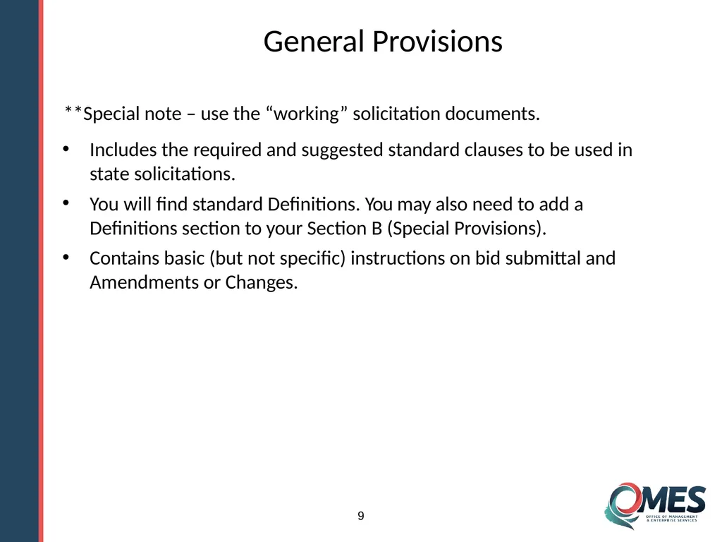 Standard Solicitation Package Module 9 1 Learner - slide 9 of 70