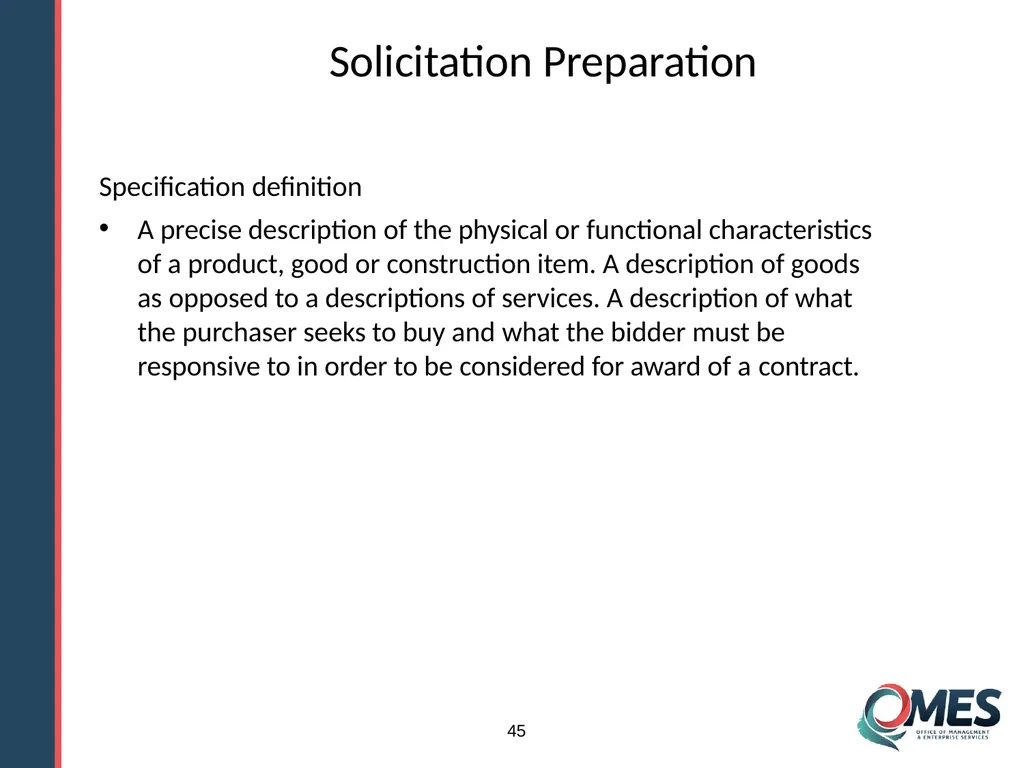 Standard Solicitation Package Module 9 1 Learner - slide 45 of 70