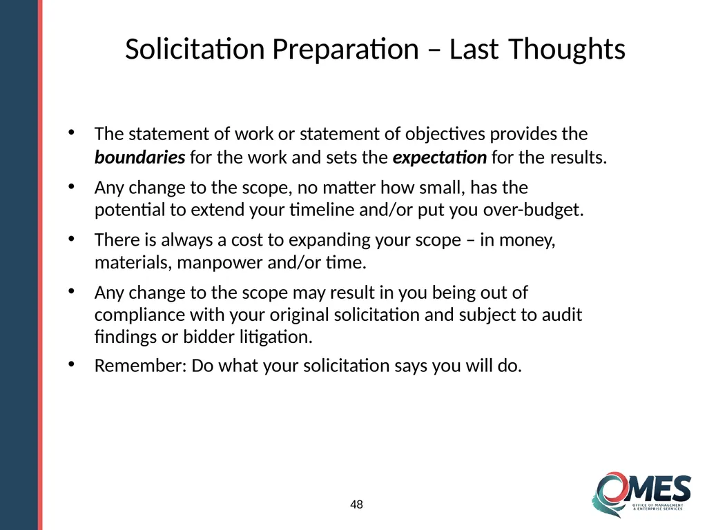 Standard Solicitation Package Module 9 1 Learner - slide 48 of 70