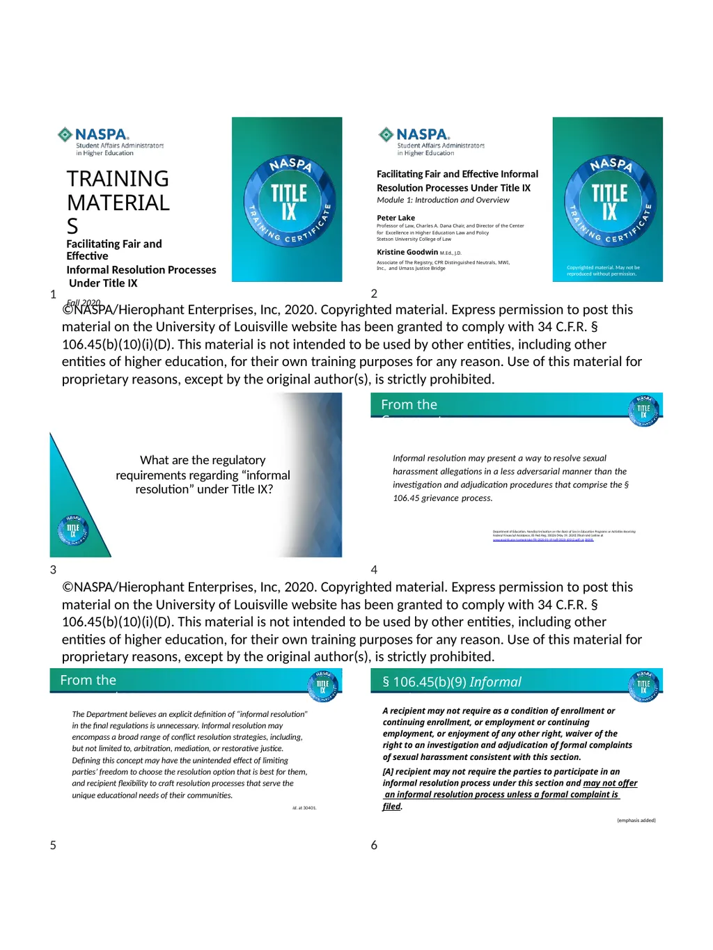 TRAINING MATERIALS Facilitating Fair and Effective