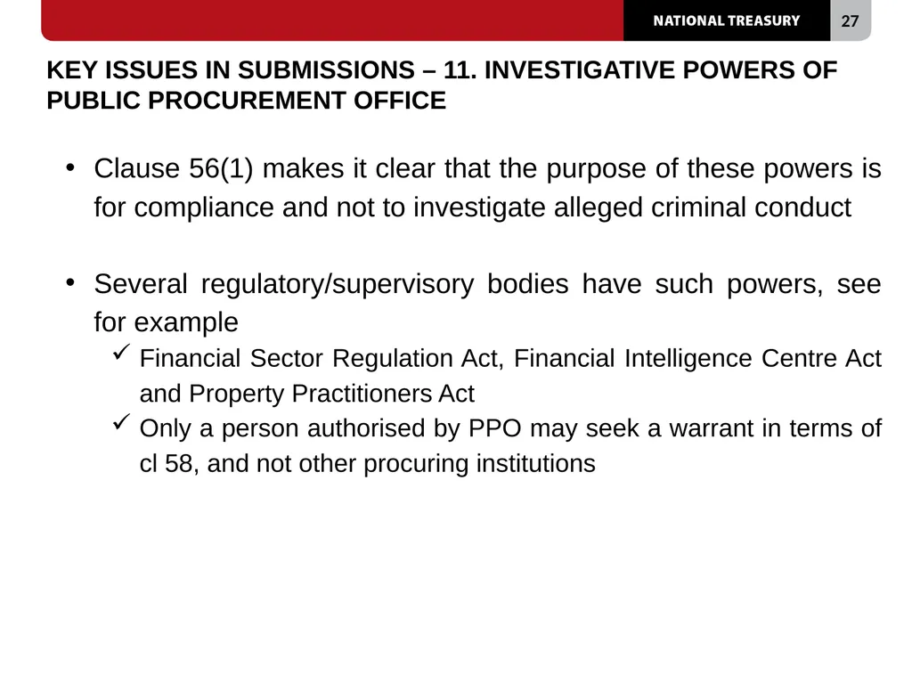 PUBLIC PROCUREMENT BILL [B 18B-2023] PRESENTED BY: - slide 27 of 29