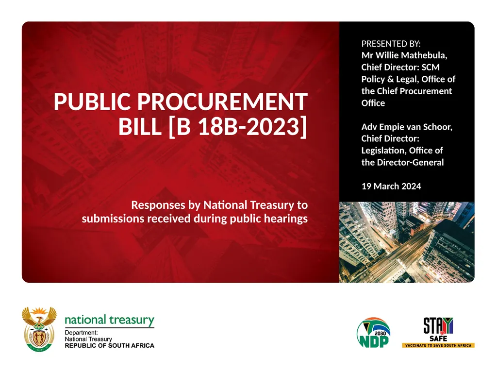 PUBLIC PROCUREMENT BILL [B 18B-2023] PRESENTED BY: - slide 1 of 29