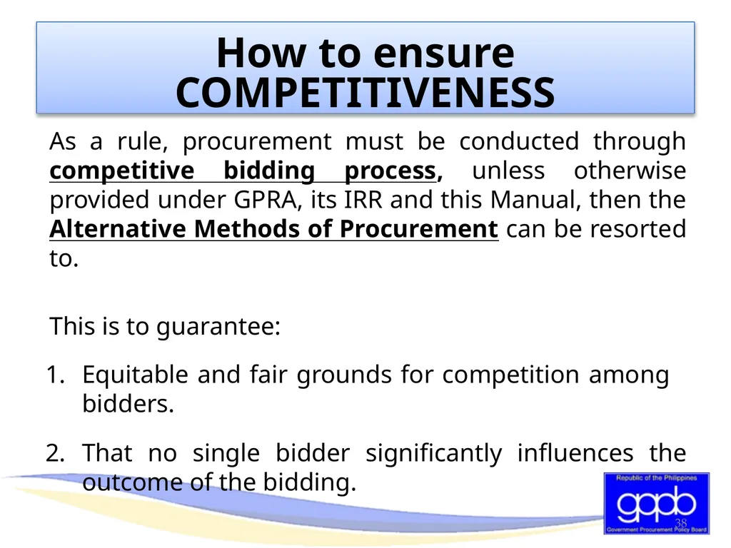 GENERAL PROVISIONS OF RA 9184 AND ITS REVISED IRR - slide 38 of 79