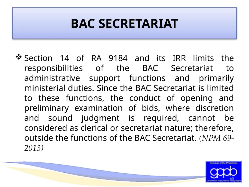 GENERAL PROVISIONS OF RA 9184 AND ITS REVISED IRR - slide 67 of 79