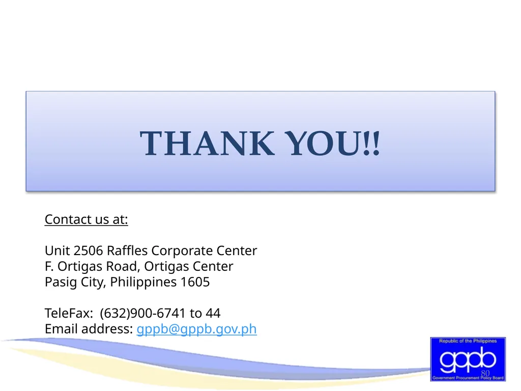 GENERAL PROVISIONS OF RA 9184 AND ITS REVISED IRR - slide 79 of 79