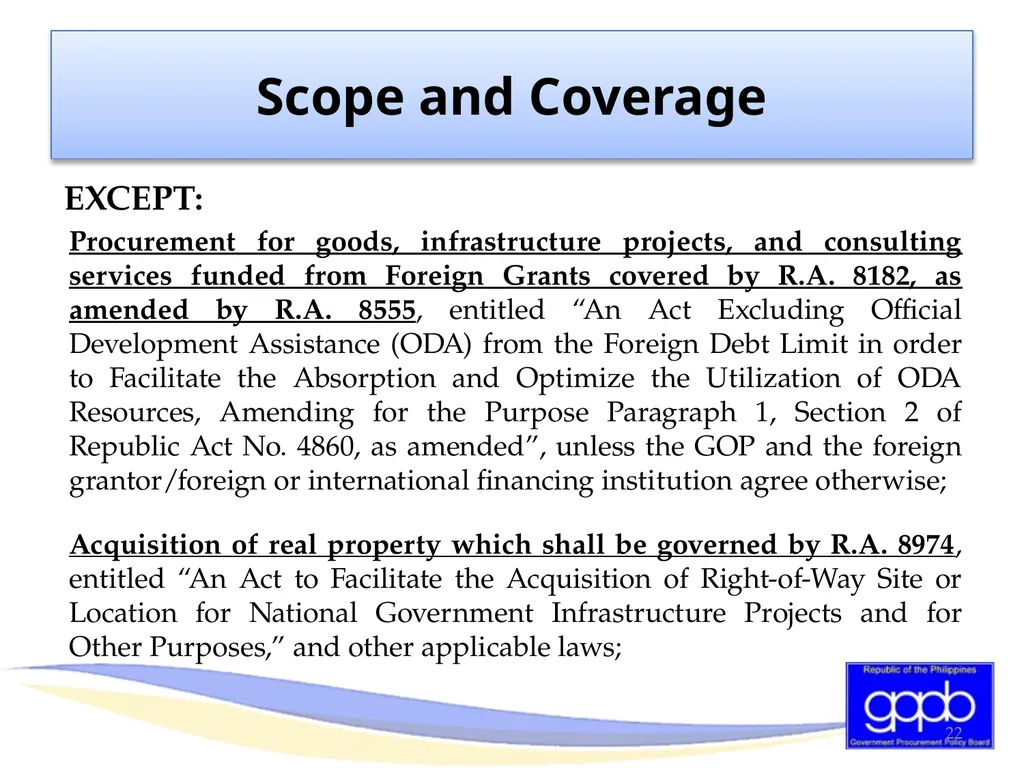 GENERAL PROVISIONS OF RA 9184 AND ITS REVISED IRR - slide 22 of 79