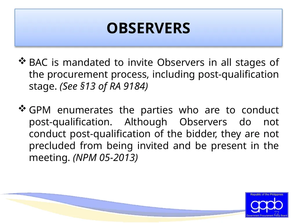 GENERAL PROVISIONS OF RA 9184 AND ITS REVISED IRR - slide 71 of 79