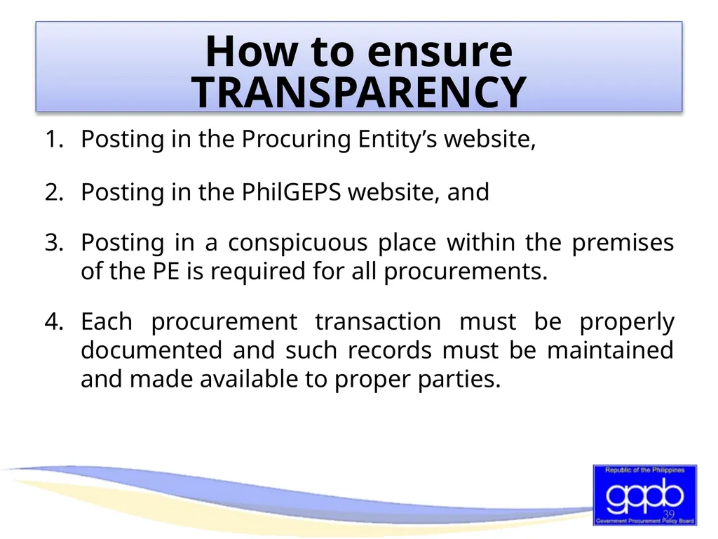 GENERAL PROVISIONS OF RA 9184 AND ITS REVISED IRR - slide 39 of 79