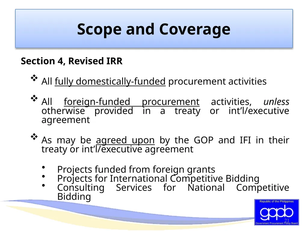 GENERAL PROVISIONS OF RA 9184 AND ITS REVISED IRR - slide 21 of 79