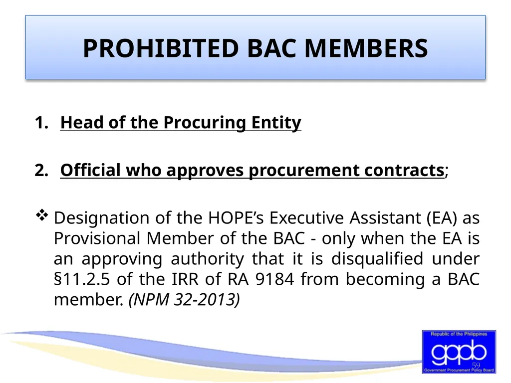 GENERAL PROVISIONS OF RA 9184 AND ITS REVISED IRR - slide 58 of 79
