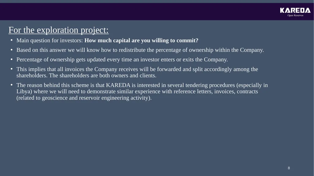 KAREDA INTERNATIONAL OIL&GAS EXPLORATION PROJECT - slide 8 of 20
