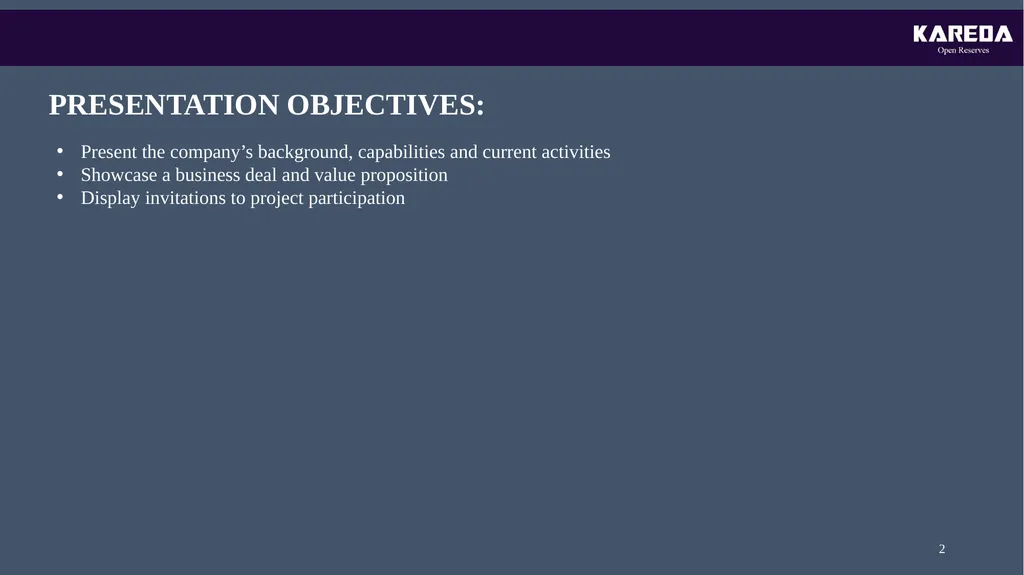 KAREDA INTERNATIONAL OIL&GAS EXPLORATION PROJECT - slide 2 of 20