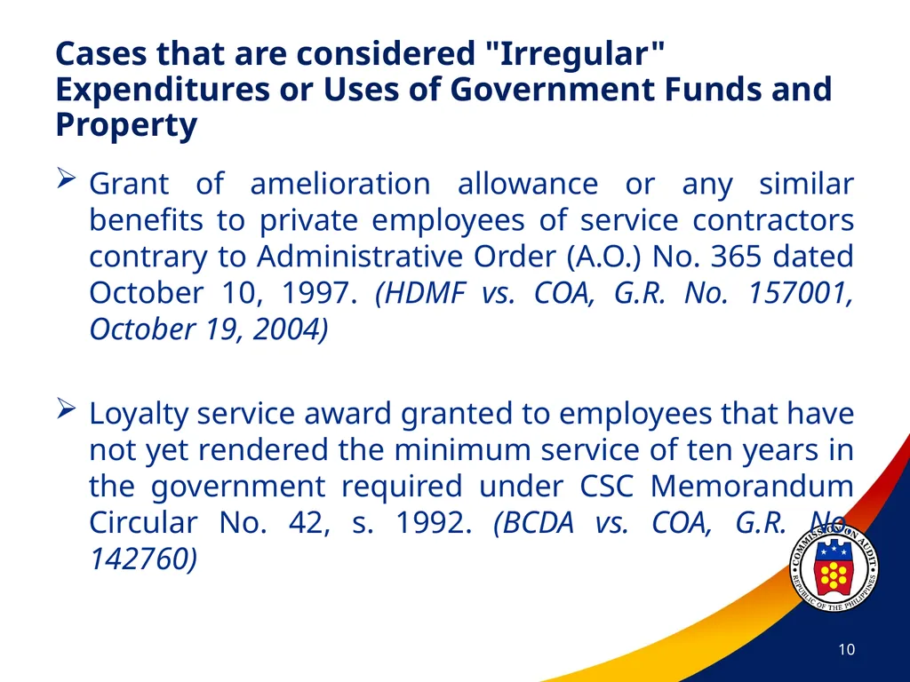 COA Circular No. 2012-003 October 29, 2012 - slide 10 of 53
