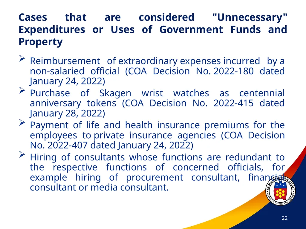 COA Circular No. 2012-003 October 29, 2012 - slide 22 of 53