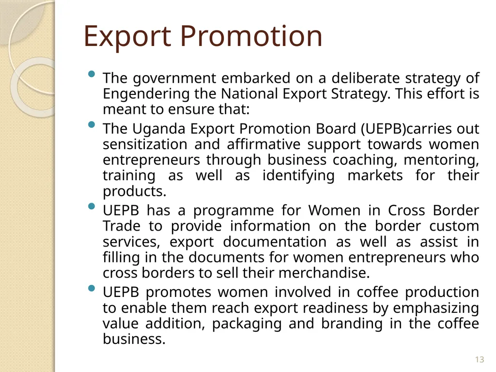 WOMEN’S ENTRPRENUERSHIP DEVELOPMENT LESSONS LEARNT - slide 13 of 20