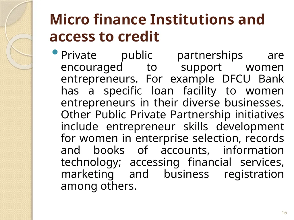 WOMEN’S ENTRPRENUERSHIP DEVELOPMENT LESSONS LEARNT - slide 16 of 20