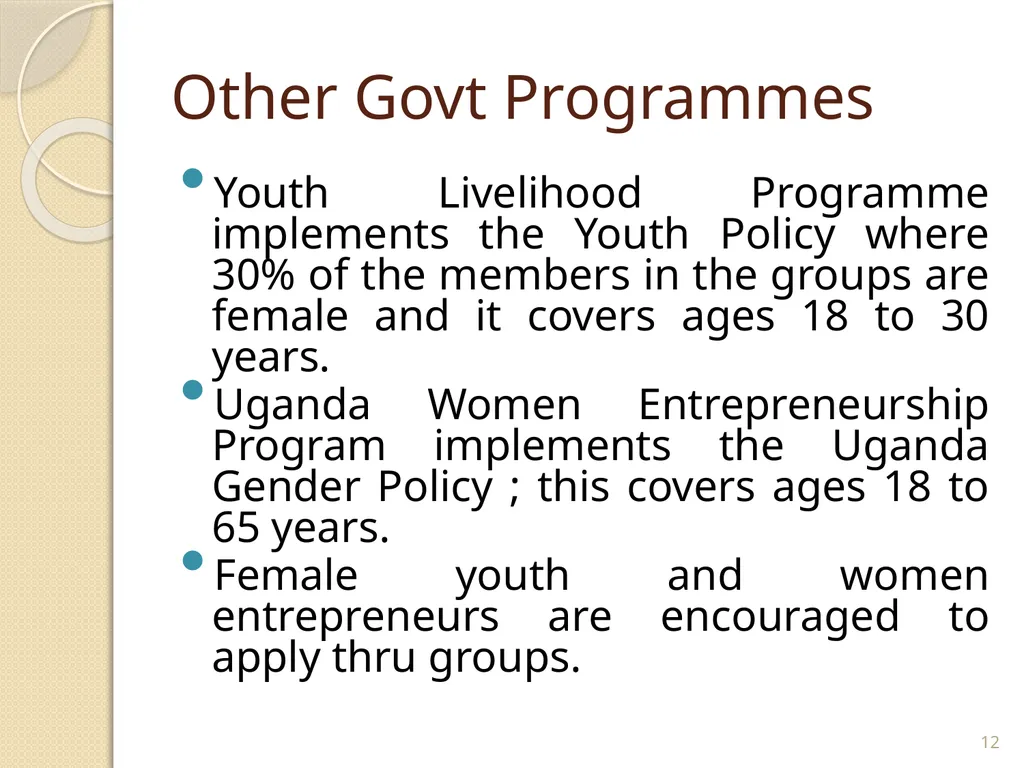 WOMEN’S ENTRPRENUERSHIP DEVELOPMENT LESSONS LEARNT - slide 12 of 20
