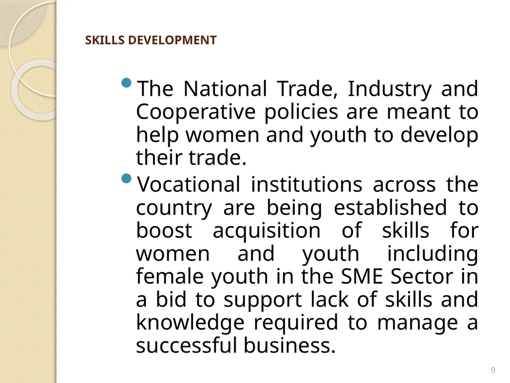 WOMEN’S ENTRPRENUERSHIP DEVELOPMENT LESSONS LEARNT - slide 9 of 20
