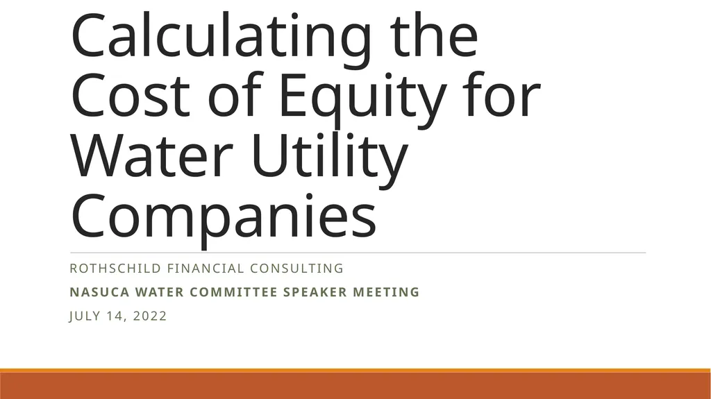 Calculating the Cost of Equity for Water Utility