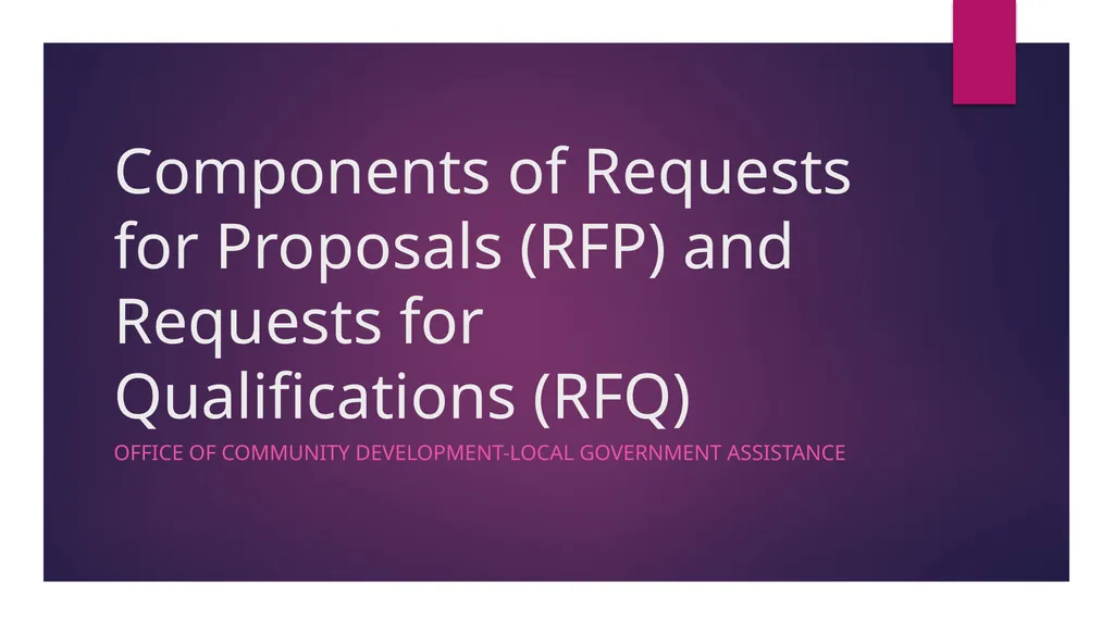 Components of Requests for Proposals (RFP) and - slide 1 of 41
