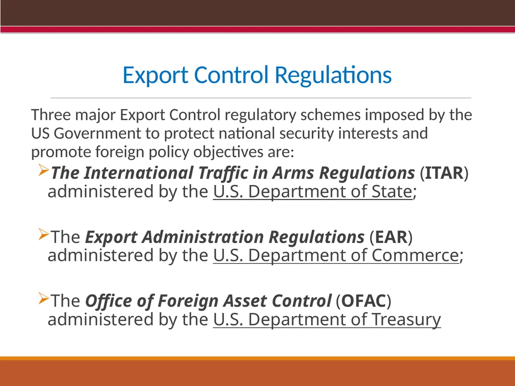 EXPORT CONTROLS OVERVIEW & CONFLICTS OF INTEREST: - slide 6 of 49