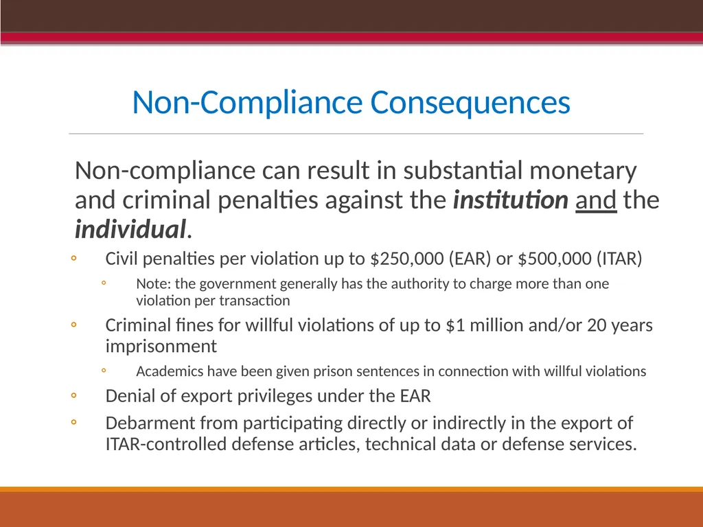 EXPORT CONTROLS OVERVIEW & CONFLICTS OF INTEREST: - slide 14 of 49