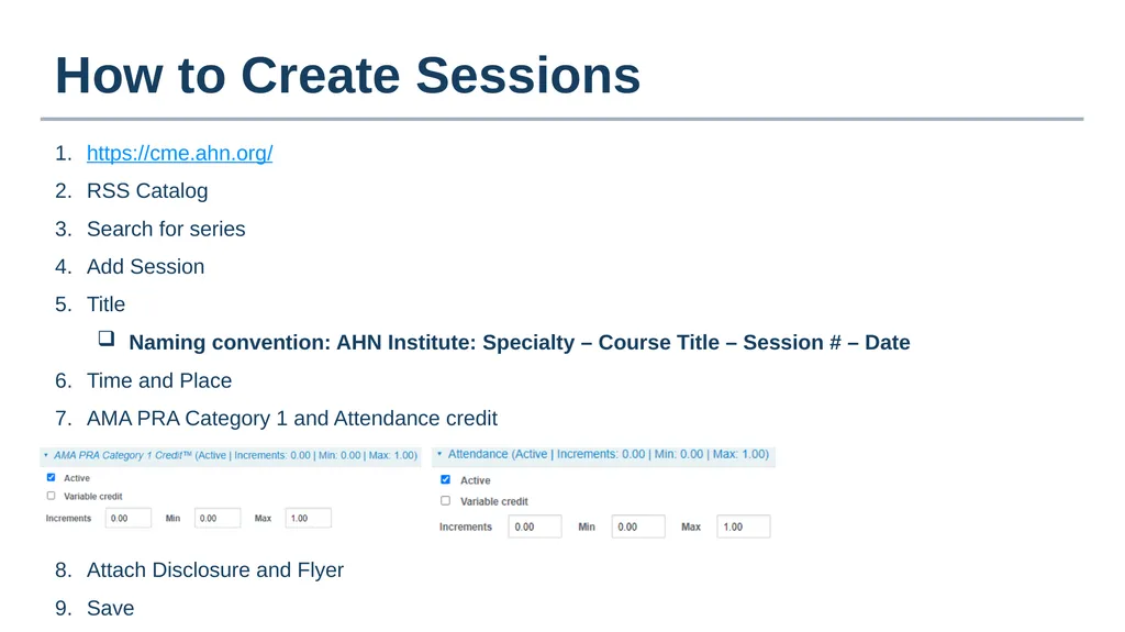 Grand Rounds Training How to Create Sessions - slide 2 of 7