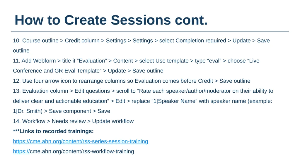 Grand Rounds Training How to Create Sessions - slide 3 of 7