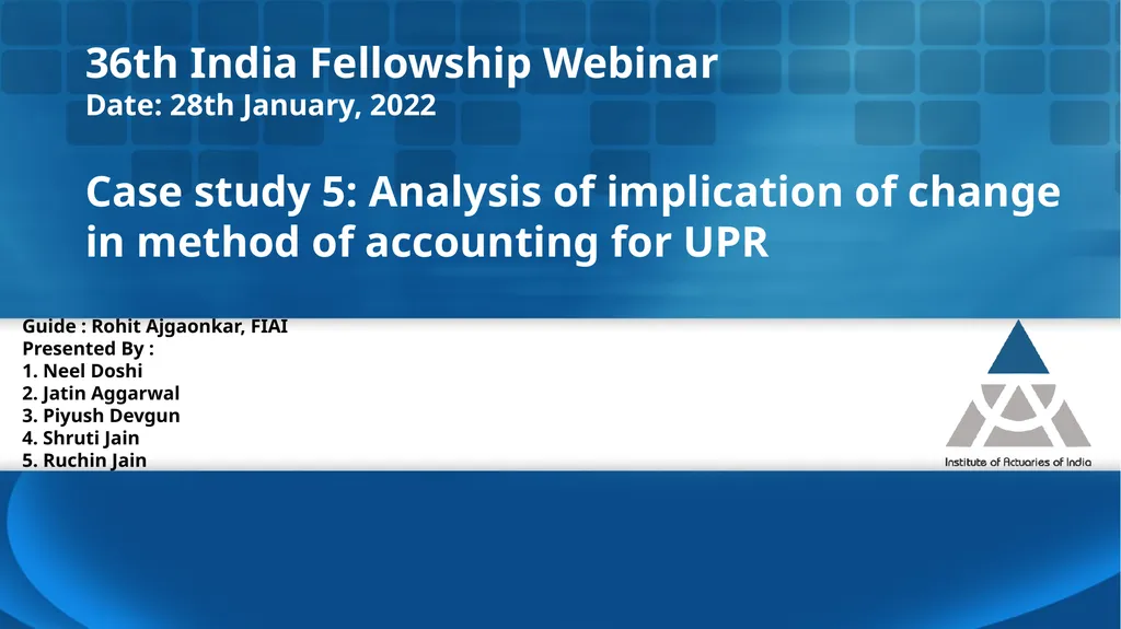Case study 5: Analysis of implication of change in - slide 1 of 38