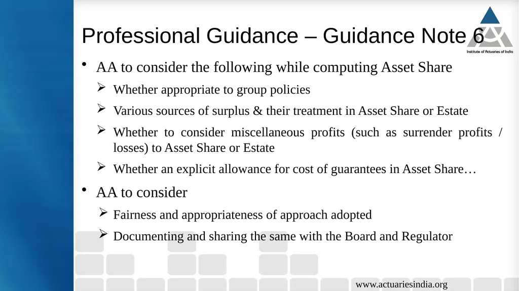 Issues in Participating Fund Management Guide : - slide 11 of 30
