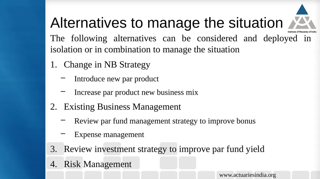 Issues in Participating Fund Management Guide : - slide 19 of 30