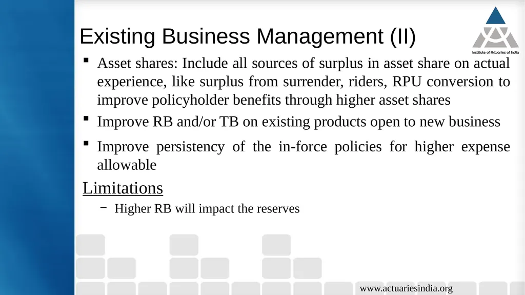 Issues in Participating Fund Management Guide : - slide 24 of 30